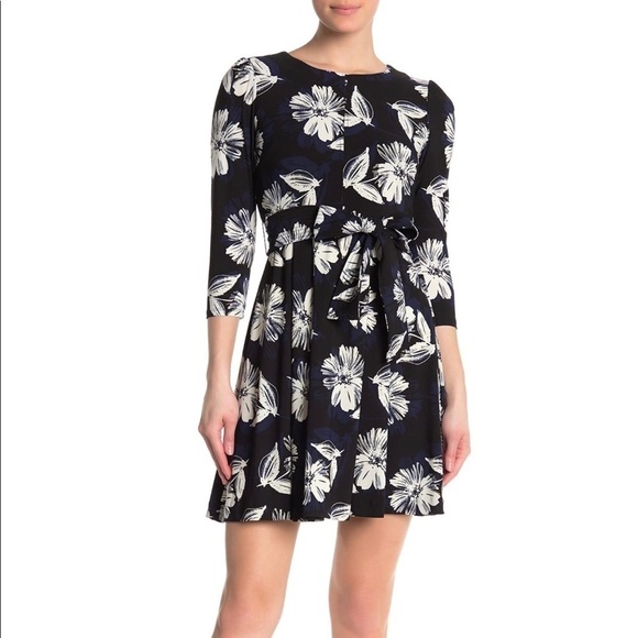 Tommy Hilfiger 3/4 Sleeve Floral Waist Tie Dress - Picture 1 of 11